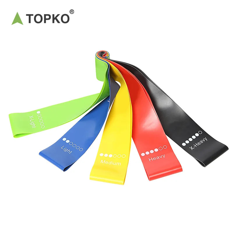 TOPKO in Stock 5 Pieces Different Level Natural Latex Resistance Loop Band Elastic Fitness Resistance Loop Fitness Bands Set