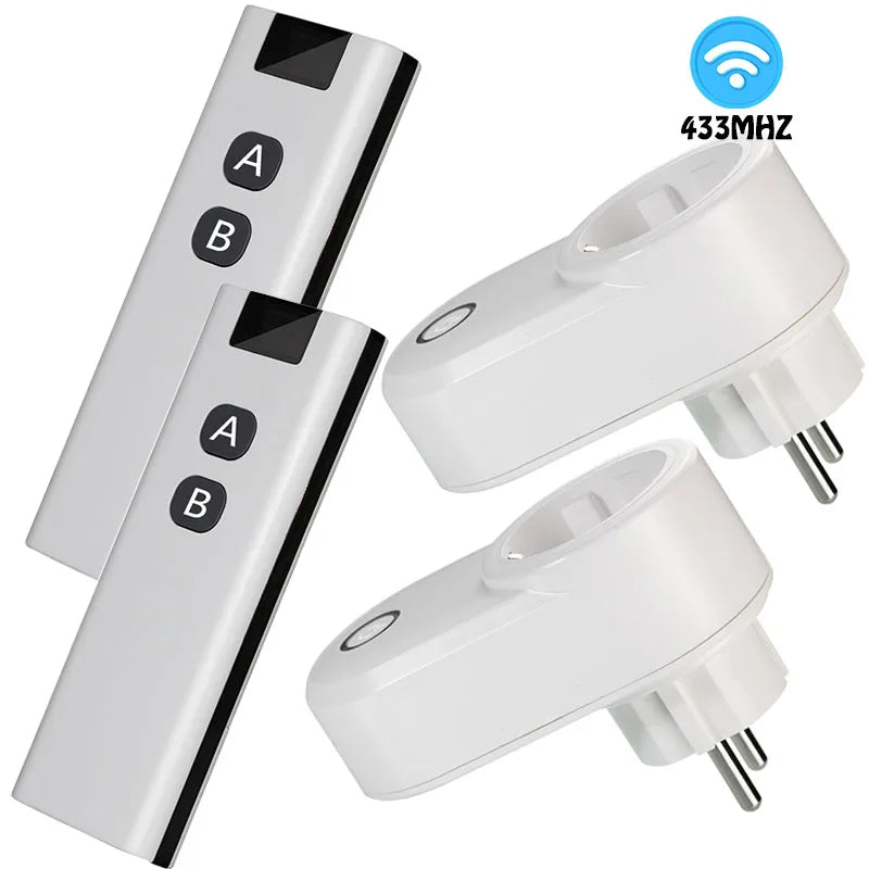 Wireless Remote Control Switch Electrical Outlet Smart EU Wall Socket and 433mhz Transmitter 220V 15A Plug for LED/Light/Lamp