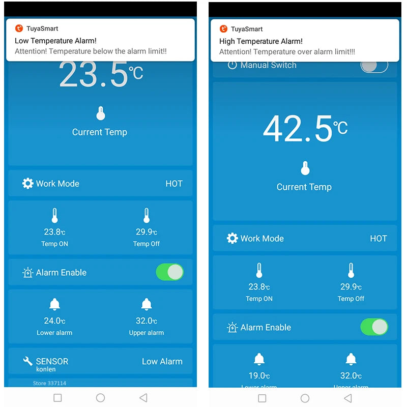 WIFI Tuya Temperature Sensor Heater Freezer Controller Digital Thermometer Monitor Alarm Remote Control Thermostat Smart Life