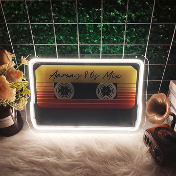 Neon Sign LED Tape Record Player for Home Office Company Party Bar Neon Lights Atmosphere Room Decorative Lighting