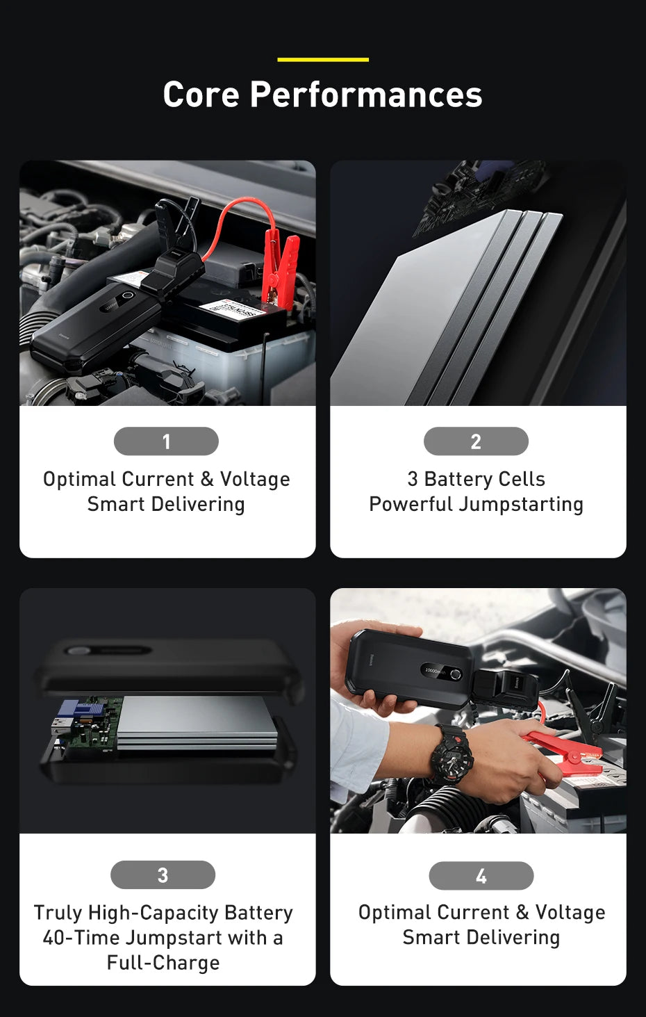 Baseus Car Jump Starter Power Bank 2000A / 1000A 12V Portable Battery Charger Auto 12V Emergency Booster Starting Device