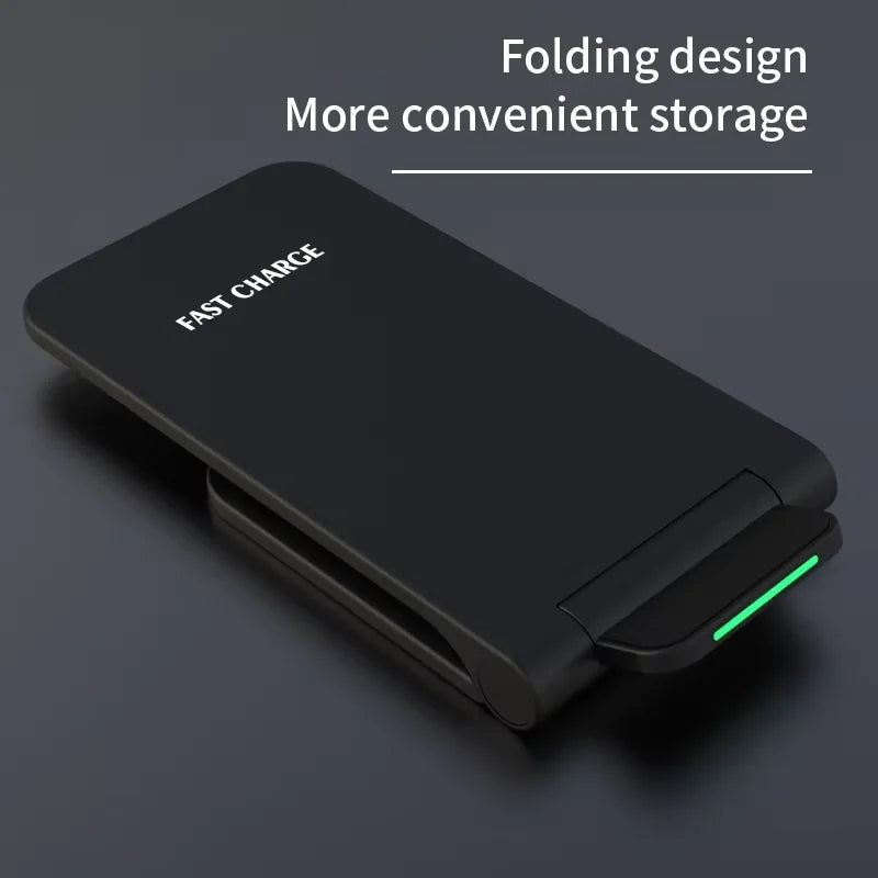 High Quality Custom Logo Multifunction Portable Phone Charger Fast Charging Holder 15W Stand Foldable Wireless Charger