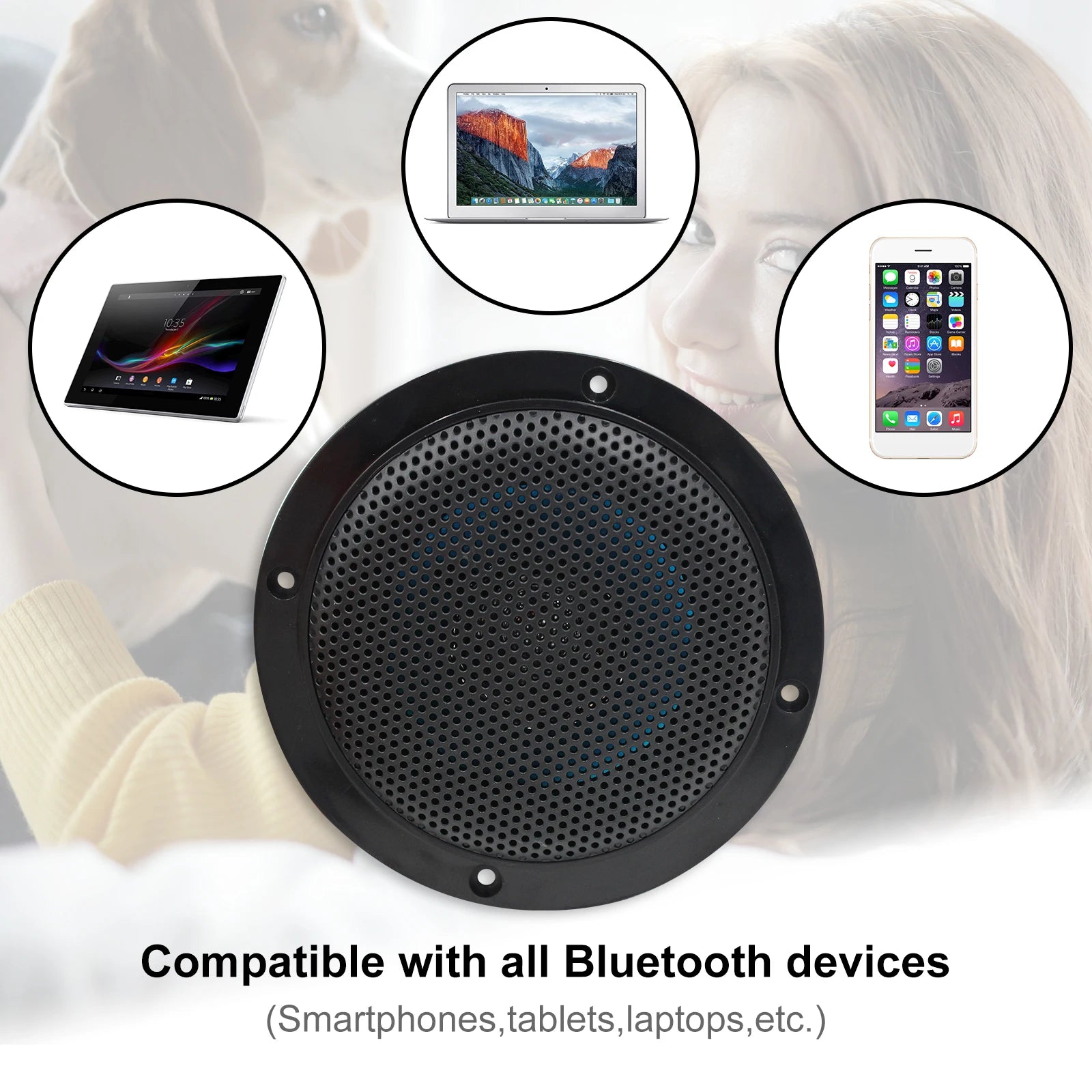 STUDIOFINIX 2PCS 4" Waterproof Ceiling Bluetooth Speakers - 160W Marine Speaker Kit for Bathroom Kitchen Home Outdoor Camper