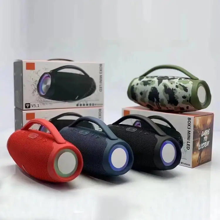 Mini Boombox3  LED Speaker 10W Bass With Handle Portable Wireless Music Player Waterproof Column Outdoor Party Box Gift