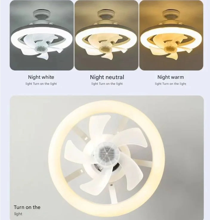Super Bright Smart LED Ceiling Fan with Variable Speed Three-Speed Dimming Silent Strong Wind-for Household Use