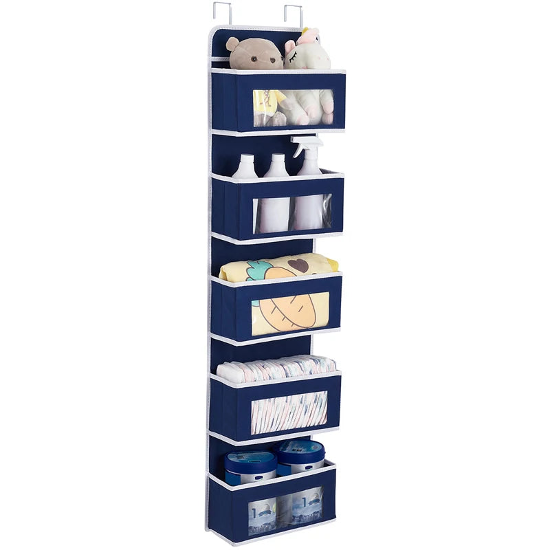 Foldable Wall Mount Hanging Organizer Storage over Door 5 Large Pockets for Toy and Stuffed Animal for Wardrobe Use