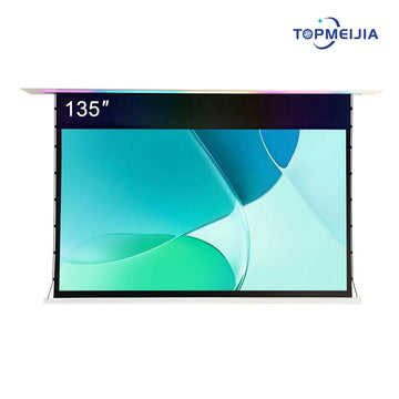 135" Multipurpose In-ceiling Projection Screen Sound-control Motorized Tab Tension Projector Screen With Smart Lights