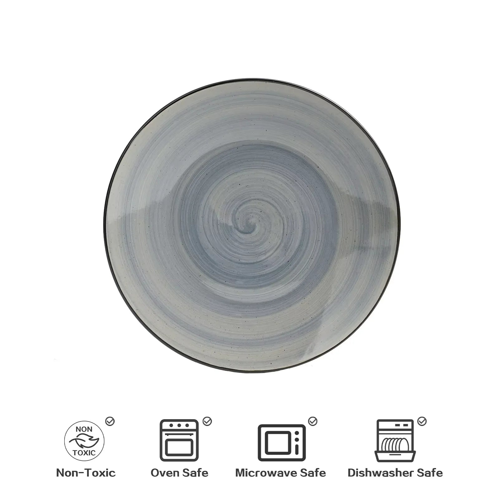 Semtember Promotion Grey Round Western Style Ceramic Plates Unique Design Ceramic Plate Microwave Safe Dinnerware Sets Festival