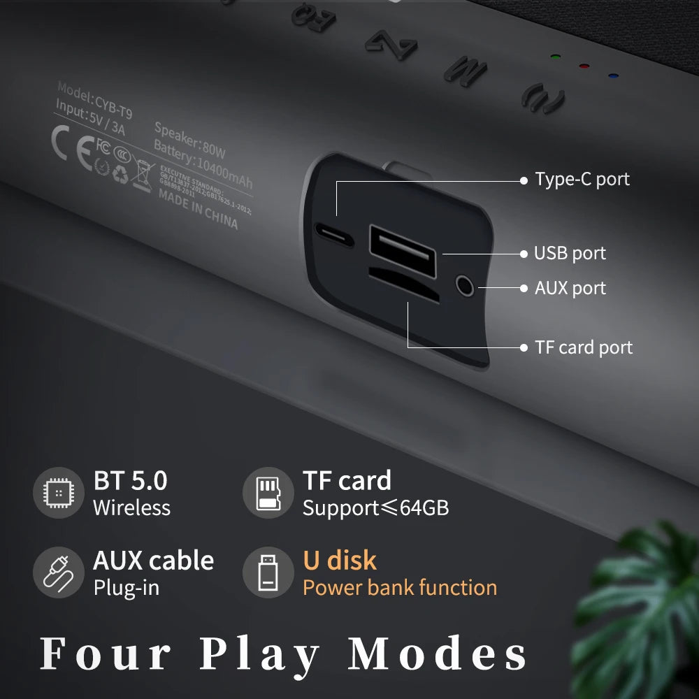 80W Wireless Speakers Audio Player Bass Sound System Gadgets Electronic Mini Box Stereo Sound Effect TV PC Table Volume Box