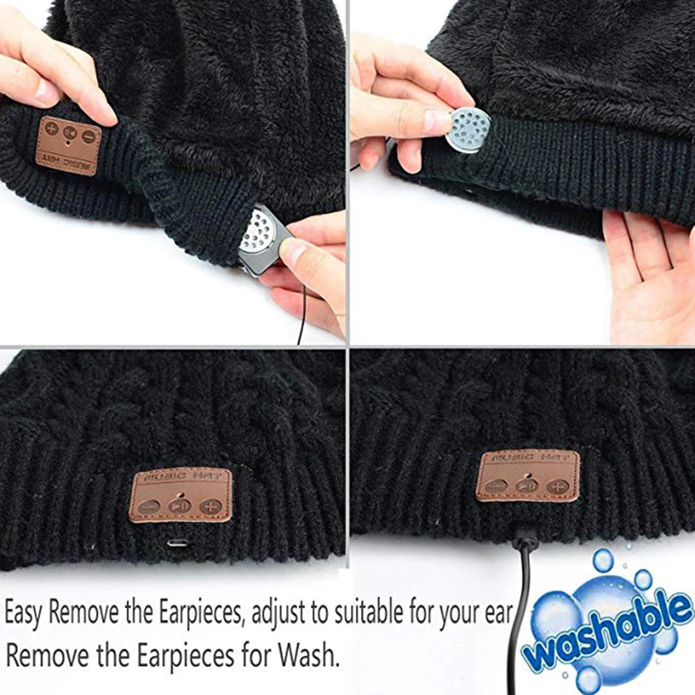 Hat with Built-in Wireless Headphones Headset Beanie Cap Winter Hat with Speaker Music Hat Gorro Thick Warm Bonnet Men's Women