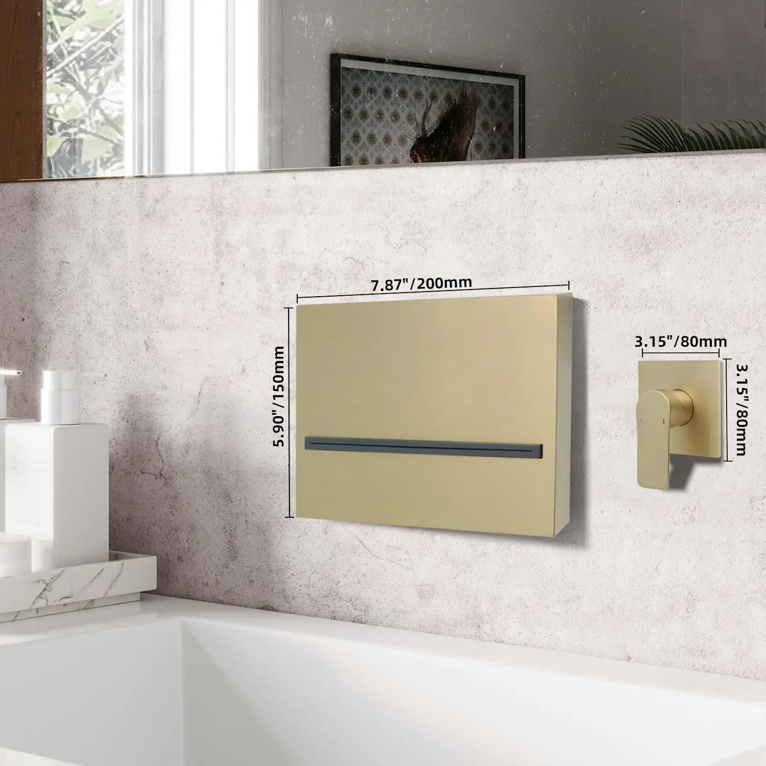 Concealed Thermostatic Shower Mixer Valve, Brass Shower Diverter Valve Flow Control Valve with LED Temperature Display