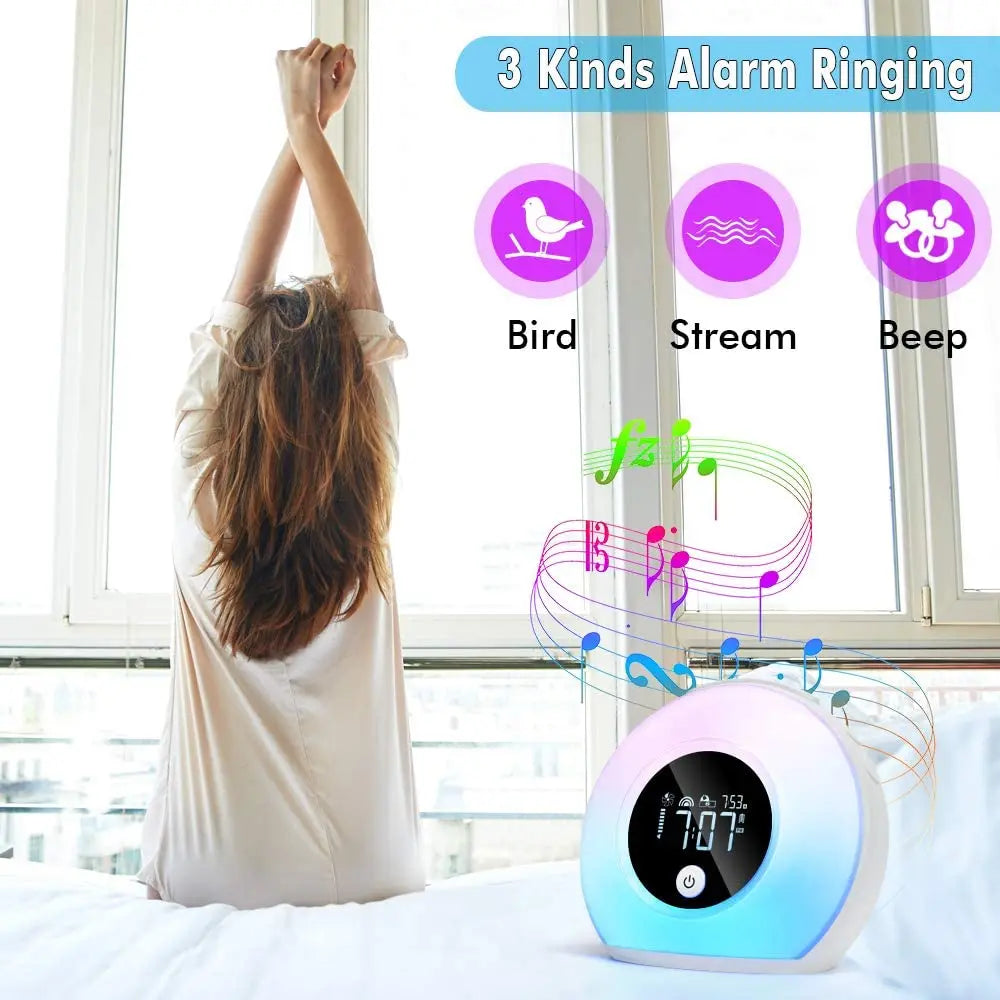 Wake up Night Light Smart Alarms Clocks Lights Sunrise Bedside Desk Table Lamp for Kids