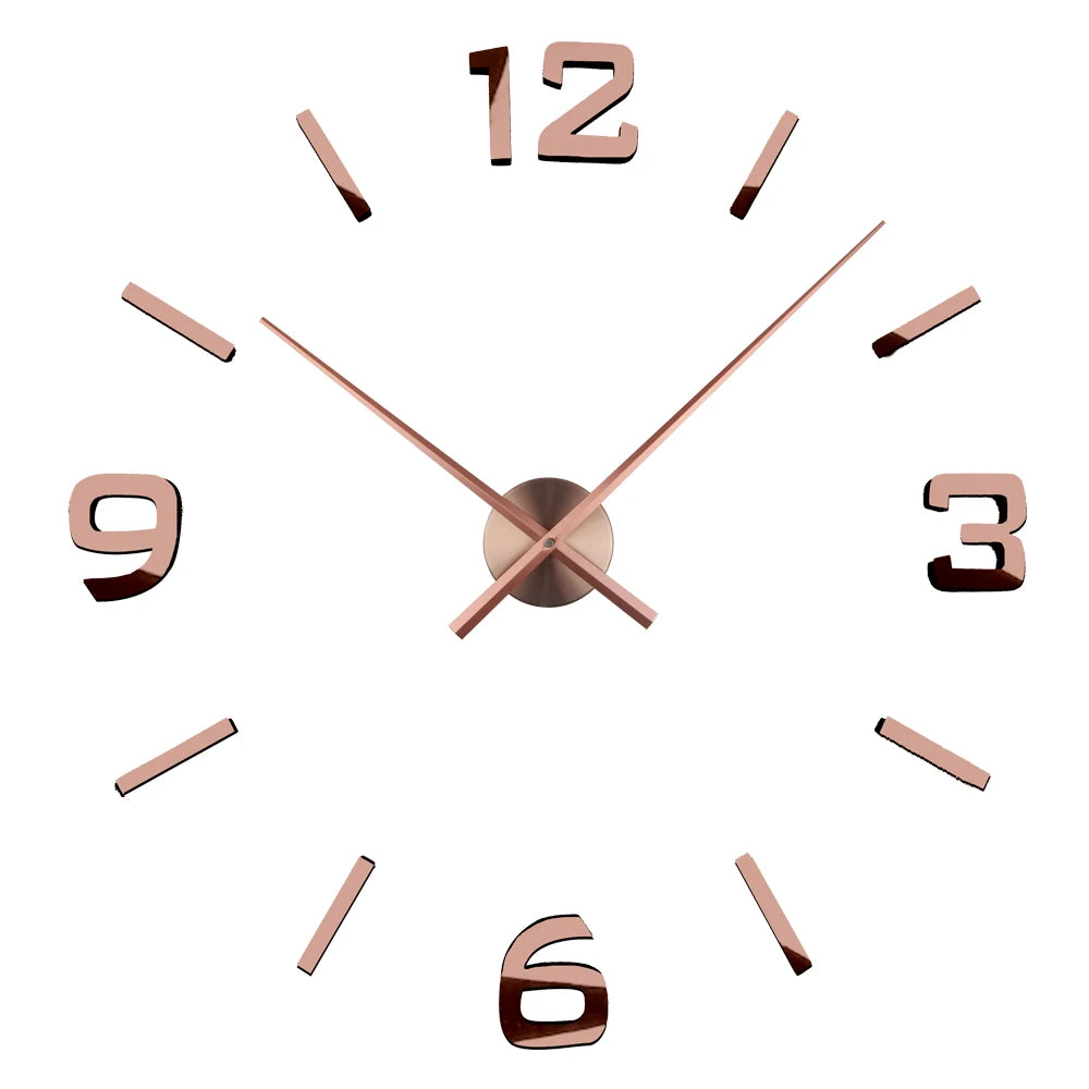 ATOMIC Wall Clock Mirror Wall Sticker Clocks Home Decor Quartz Modern big size clock with 3D Roman Numbers and long hands