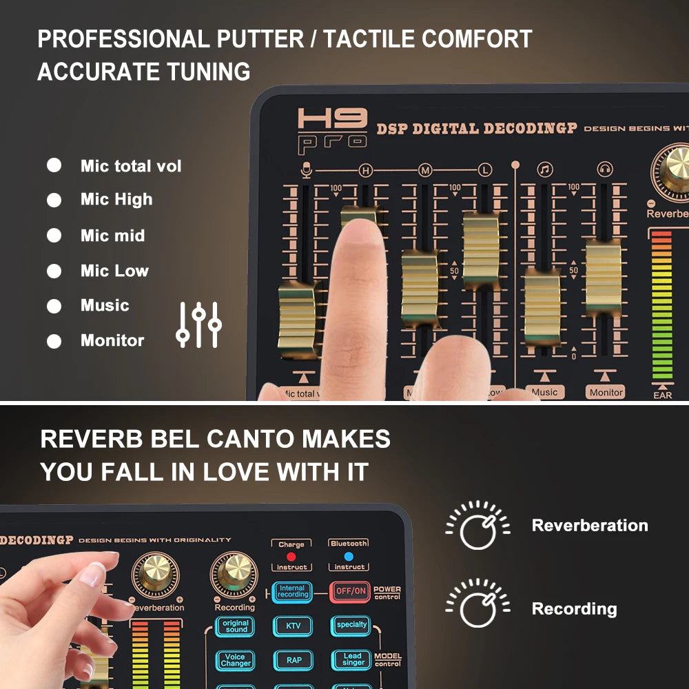 Podcast Equipment Studio Mic Soundcard Sound Card With Effect for Youtube Podcasting Broadcast Recording Streaming Gaming