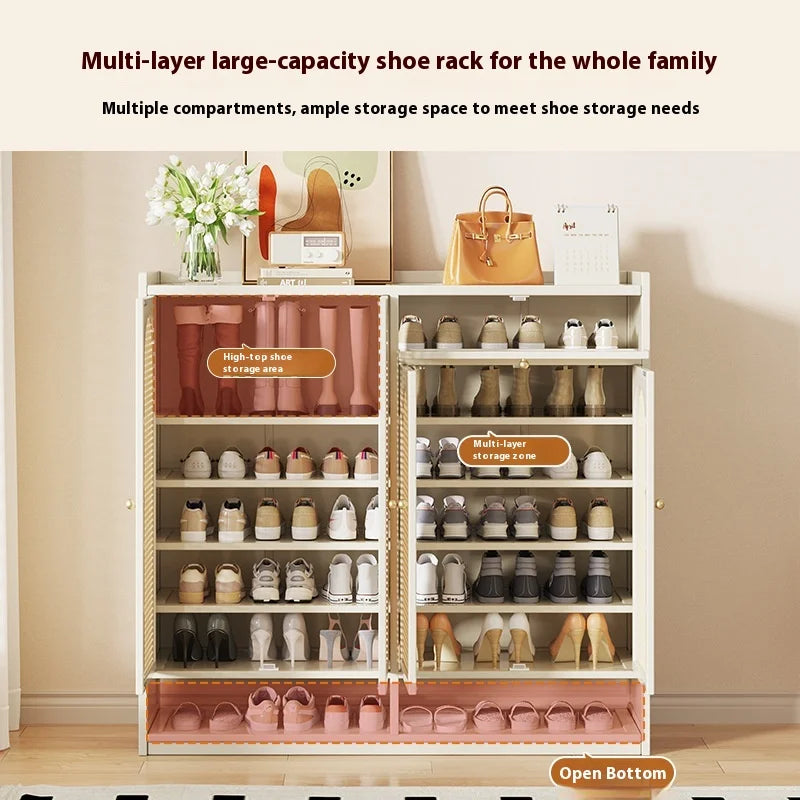 Modern Tall Standing Shoe Rack for Dormitories Apartments Space-Saving Multi-Layer Shoe Cabinet Dustproof Feature for Entryway