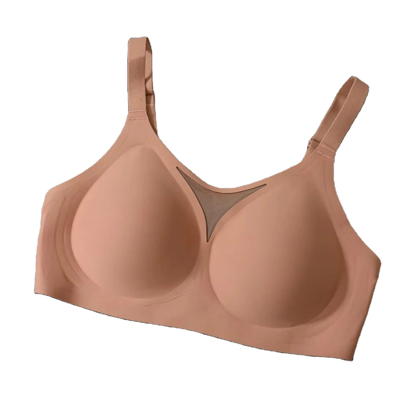 Nude Tone 4XL Wireless Bra - Seamless Jelly Support Minimizer for Full Bust Side Smoothing No-Dig Bralette with Skin Tone
