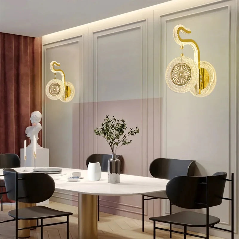 Minimally Modern Nordic Crystal Wall Lamp LED Background Wall Light Bedroom Living Room Creative Atmosphere Personality Hotels