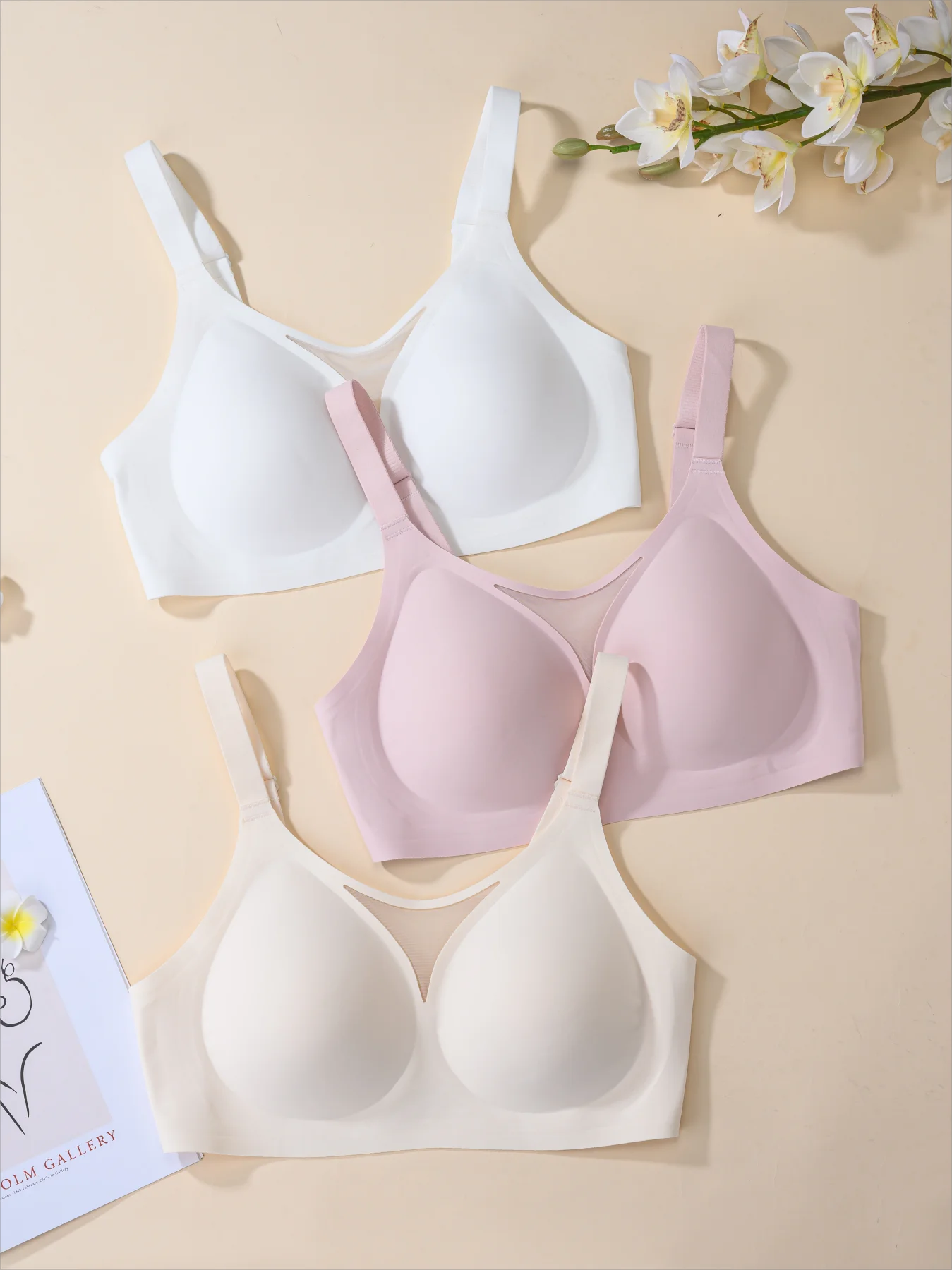 Nude Tone 4XL Wireless Bra - Seamless Jelly Support Minimizer for Full Bust Side Smoothing No-Dig Bralette with Skin Tone