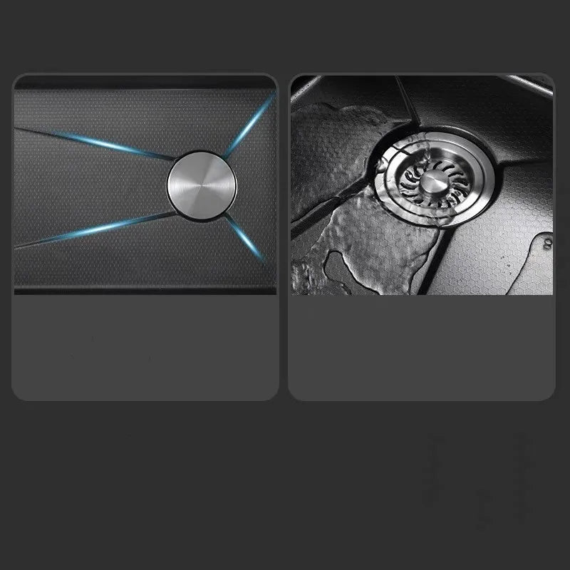 Kitchen Faucet and Sink Set LED Digital Display With Pull-Out Faucet Stainless Steel Kitchen Sinks