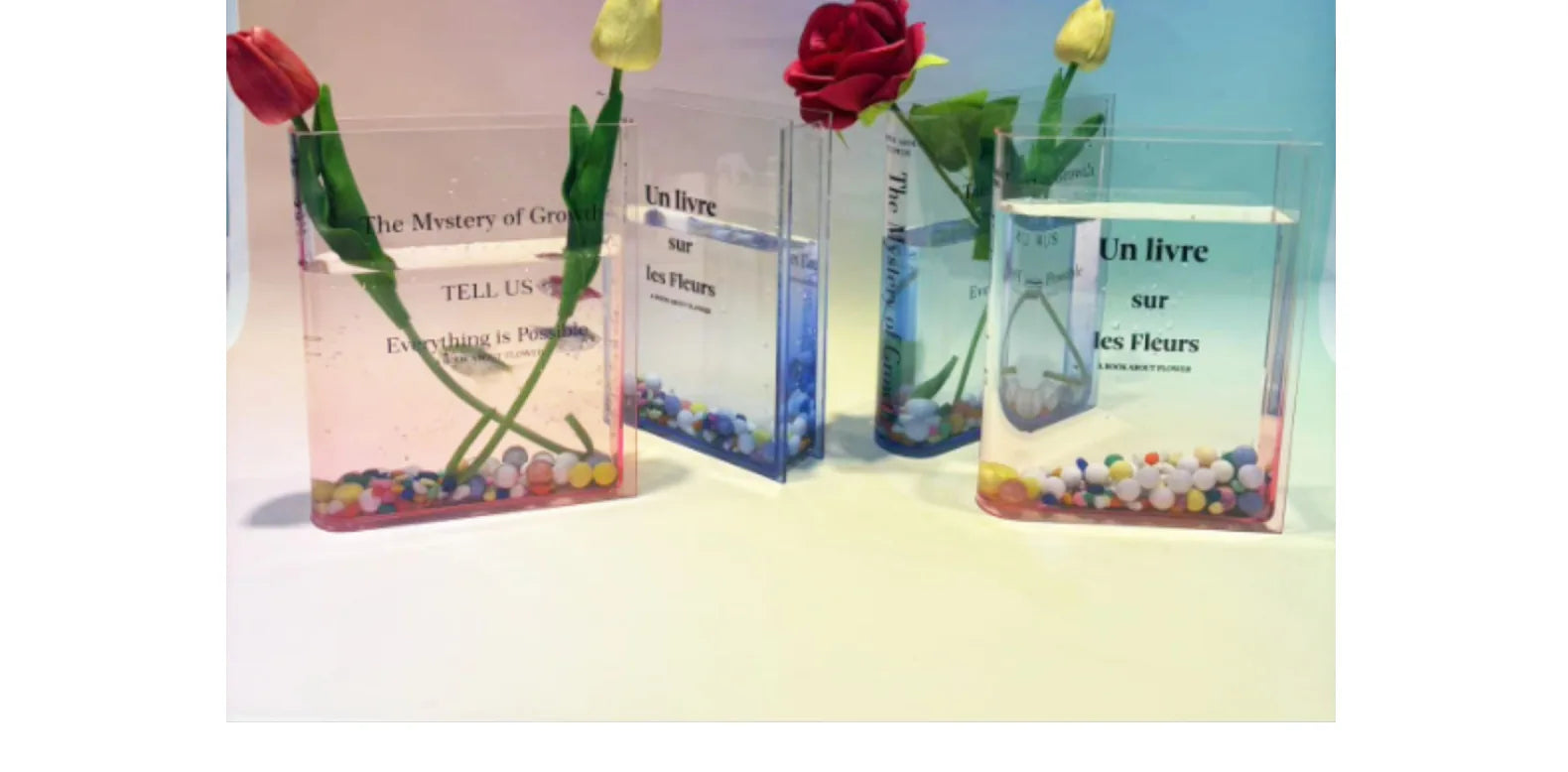 High Quality High-Transparency Acrylic Book Vase Modern Square Design with Transparent Glaze Factory Direct Sale