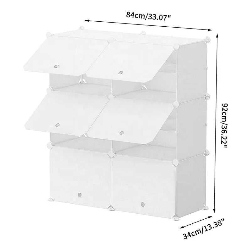 Modern Style 2 Columns and 7 Layers Portable Diy Plastic Shoe Storage Cabinet Double Layer Shoe Rack