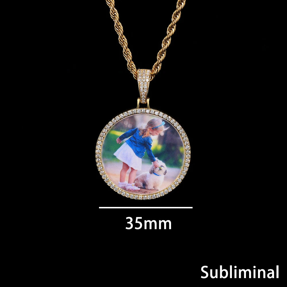 Hip Hop Custom Sublimation Necklace Blanks Bling Iced Out Custom Photo Pendant Diy Sublimation Pendant Necklace