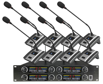 XTUGA TY-8000 8-Channel Professional UHF Cordless Conference Microphone Handheld Headset Lavalier for Meetings Wireless
