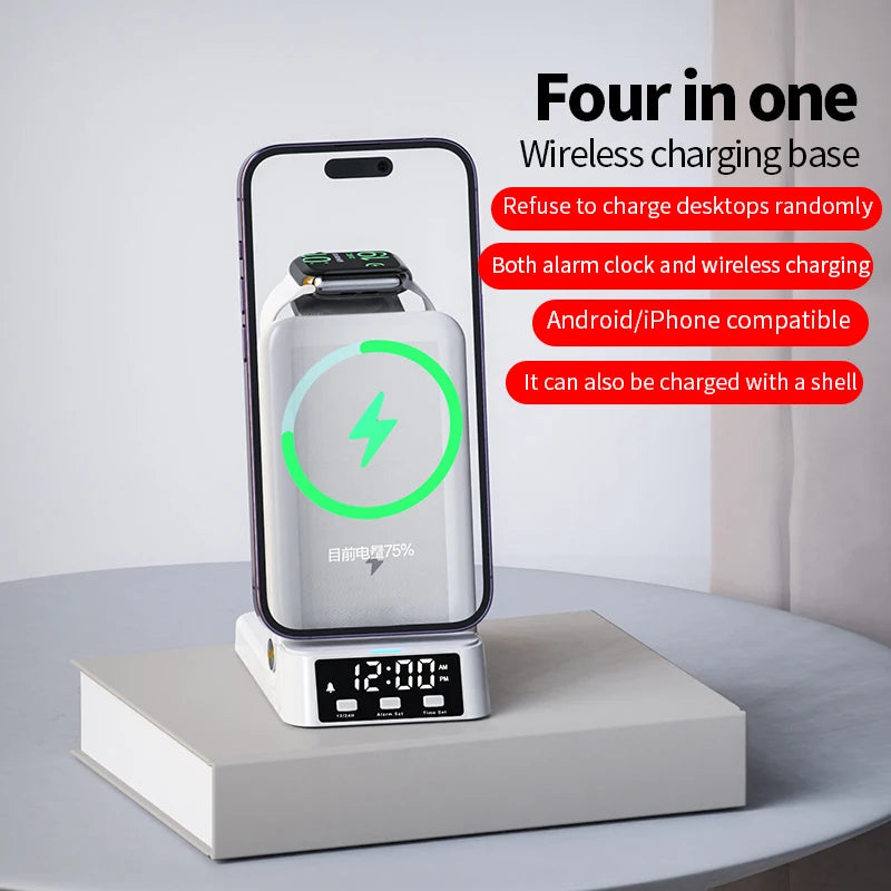 Alarm Clock for iPhone 15 14 Holder 3 in 1 Wireless Chargers Phone Holder Station for Watch Trending Products 2025 New Arrivals