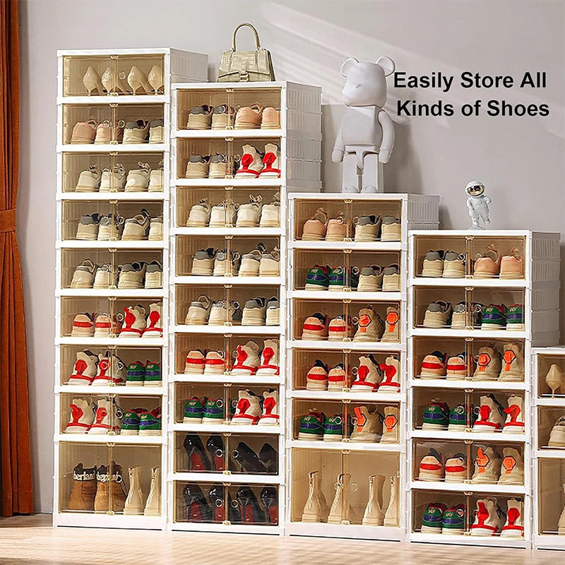 Living Room Furniture 6 Tier Foldable Plastic Shoe Rack Storage Cabinet Modern