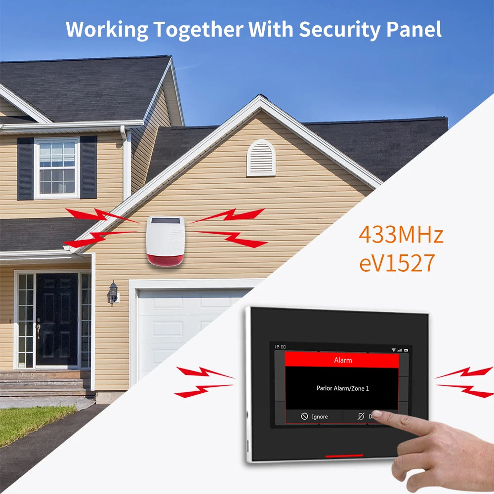 Staniot High Decibel Siren Outdoor 433Mhz Wireless Solar Siren Waterproof House Security Alarm System 1000mAh Smart Home Devices