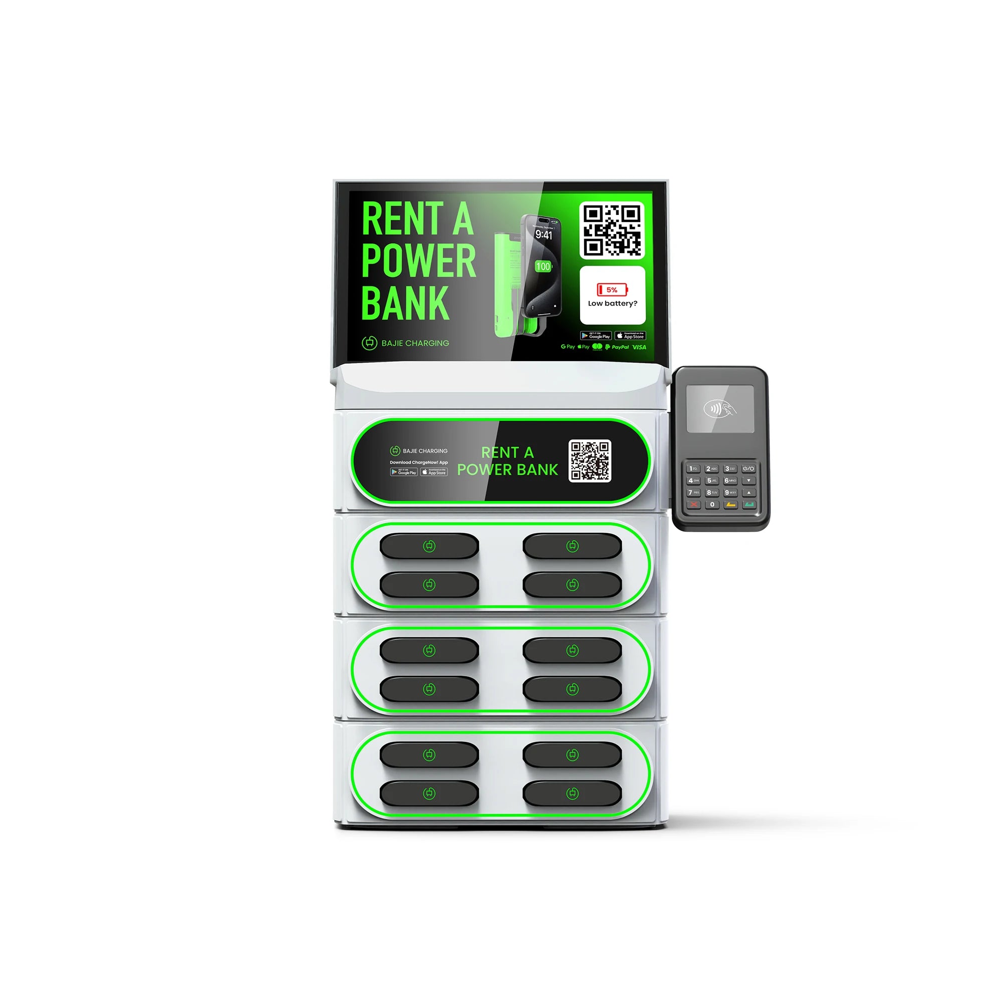 Portable Mobile Phone Charging Station NFC Tap Card Reader Rental Power Banks with Share Function