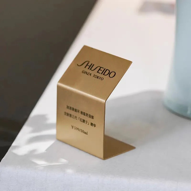 Brass Desk Sign Table Sign Makeup Skin Care Product Description Table Card Holder Display Sign Pure Brass Mini Display Stand