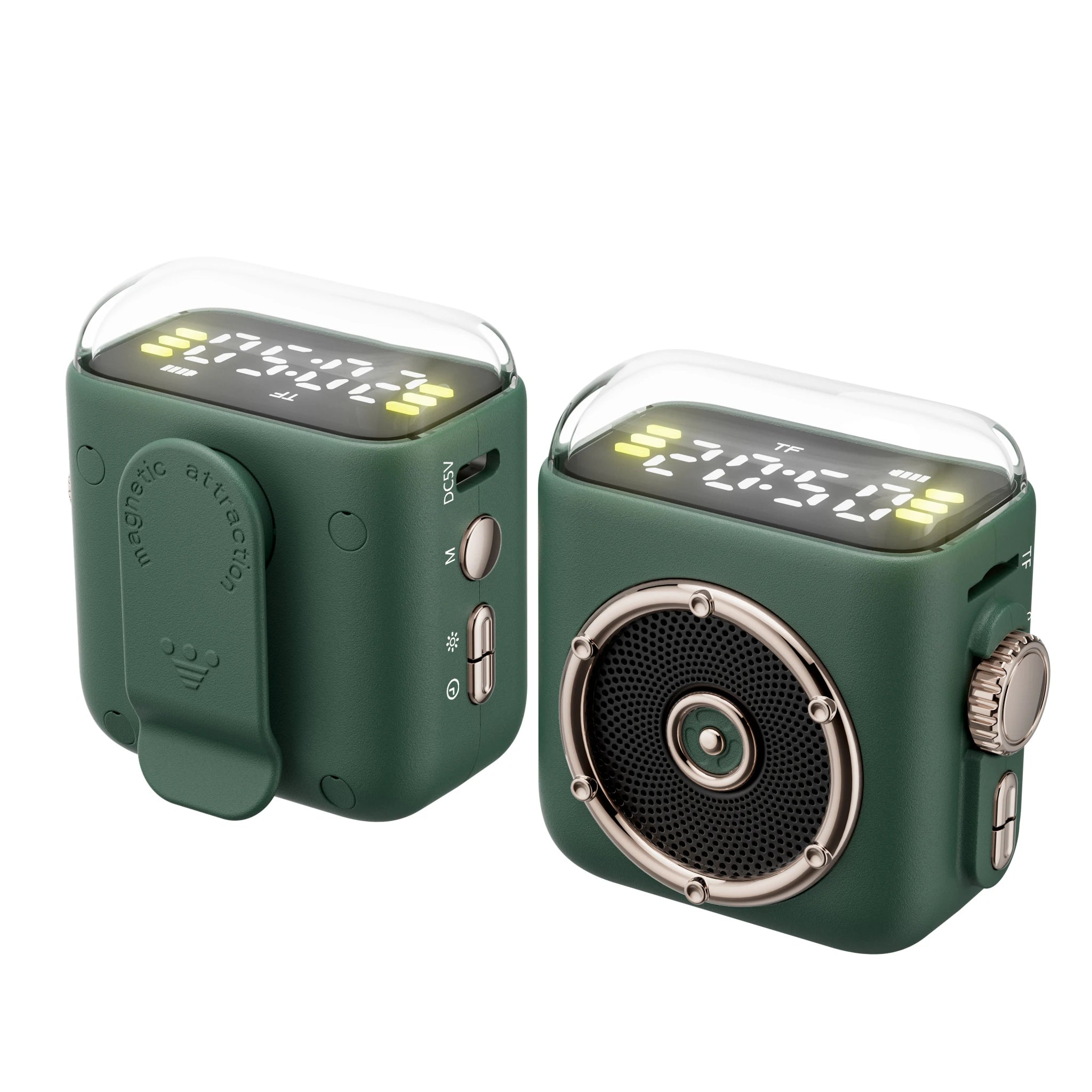 Gadgets 2025 New Arrival Back Clip Magnetic Stylish BT Speaker Multifunctional With Night Light Time Show Music Speaker for Gift