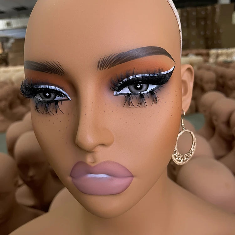 Mode Makeup Female Mannequin Head Display Black Tete De Stand with Realistic Shoulders Wig Displays