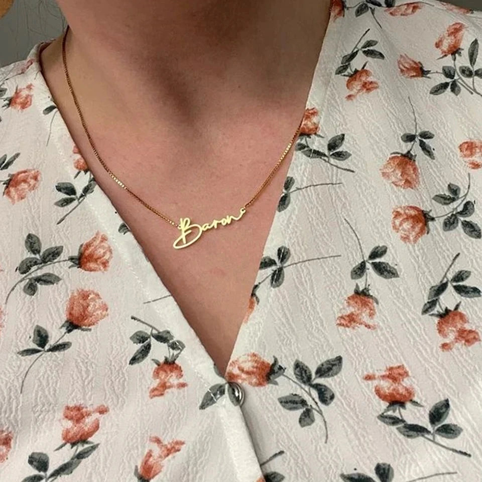 Fashion Stainless Steel Personalized Name Necklace with Link Chain Gold Color Choker Pendant Nameplate Dropshipping Jewelry