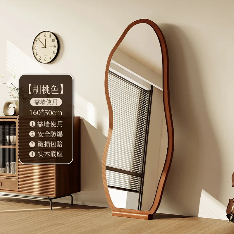 Luxury Chinese Style Full-Length Dressing Mirror Glass Wall-Mountable Floor Mirror for Home Bedroom Living Room Clothing Stores