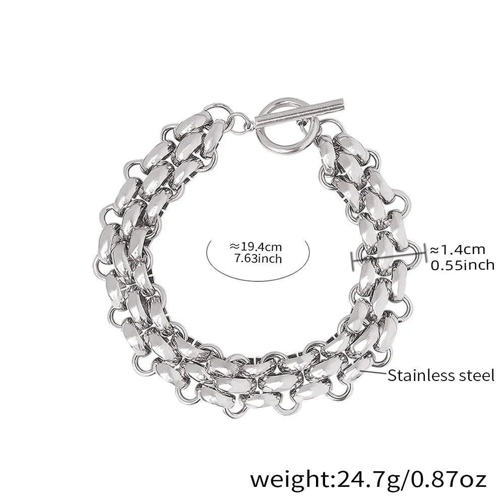 Fenny Wholesale 18K PVD Plated Retro Chunky Statement Toggle Link Choker Chain Stainless Steel Necklace for Women