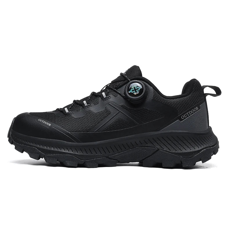 New Waterproof Hiking Shoes Men Outdoor Trekking Boots Lightweight Breathable Durable Large Size Spiral Buckle Design