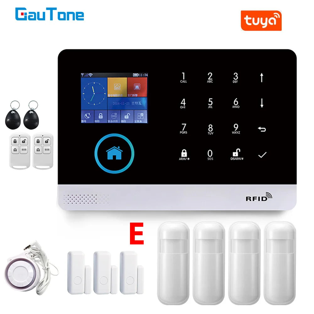 Smart Home WiFi GSM Alarm System for Home with Motion Sensor Wireless Siren Night Vision IP Camera Tuya Support Alexa