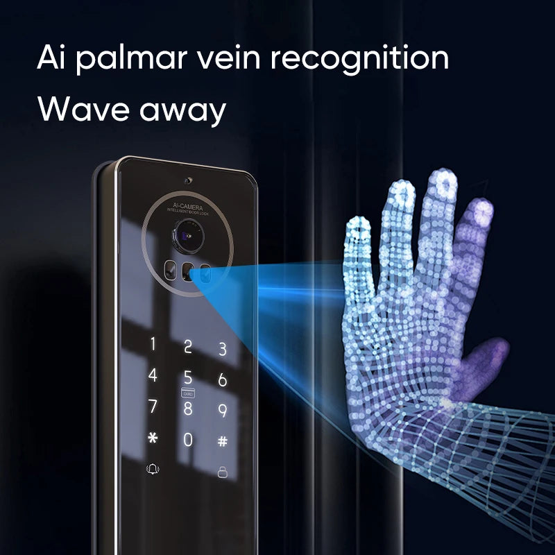 Locstar CNC Processing Technology 4.5-inch Large Screen 3D Face Video Intercom WIFI Smart Door Lock with Camera and Fingerprint