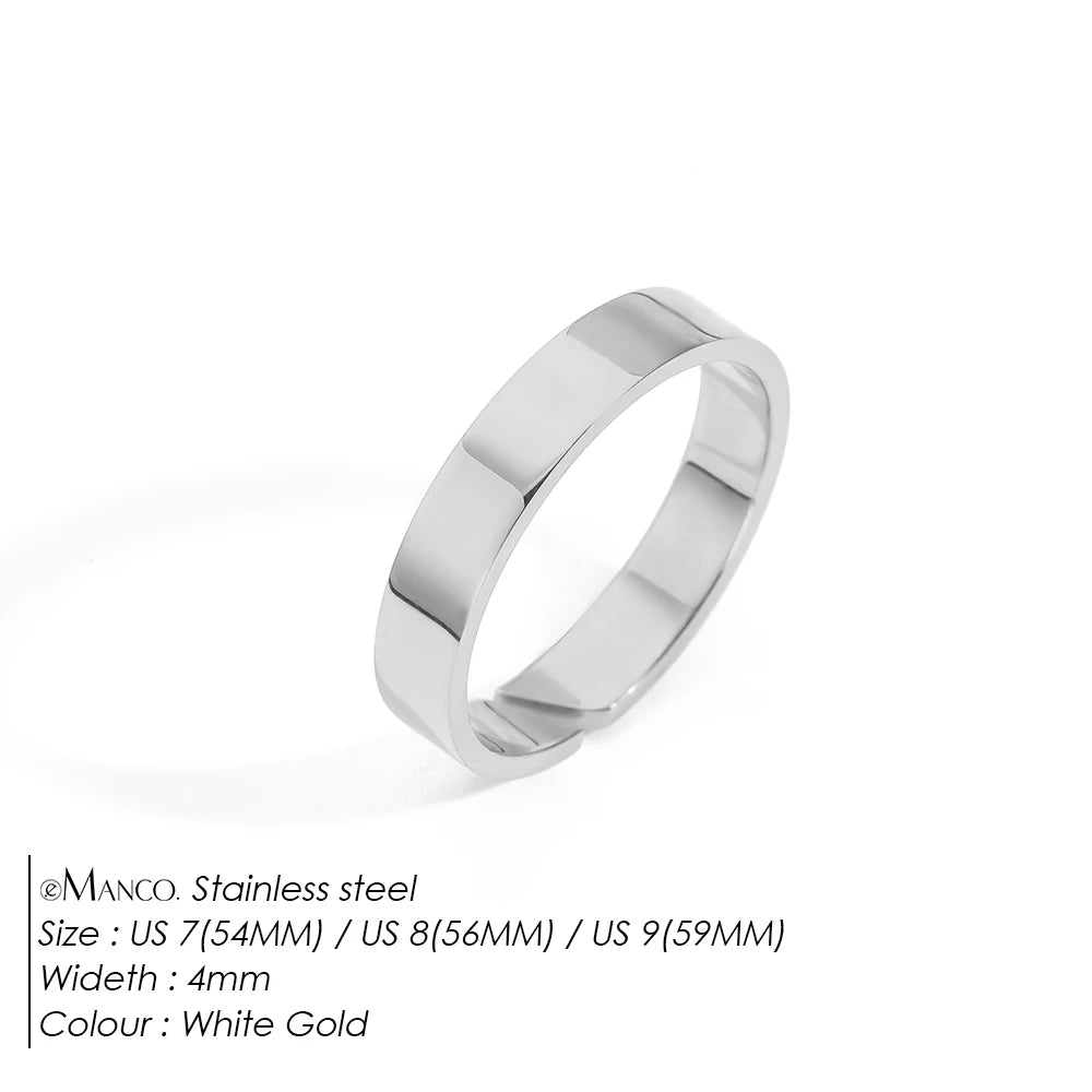 EManco Popular European Vintage Simple Jewelry 18K Gold Plated Men Minimal Unisize Open Ring 316 Stainless Steel