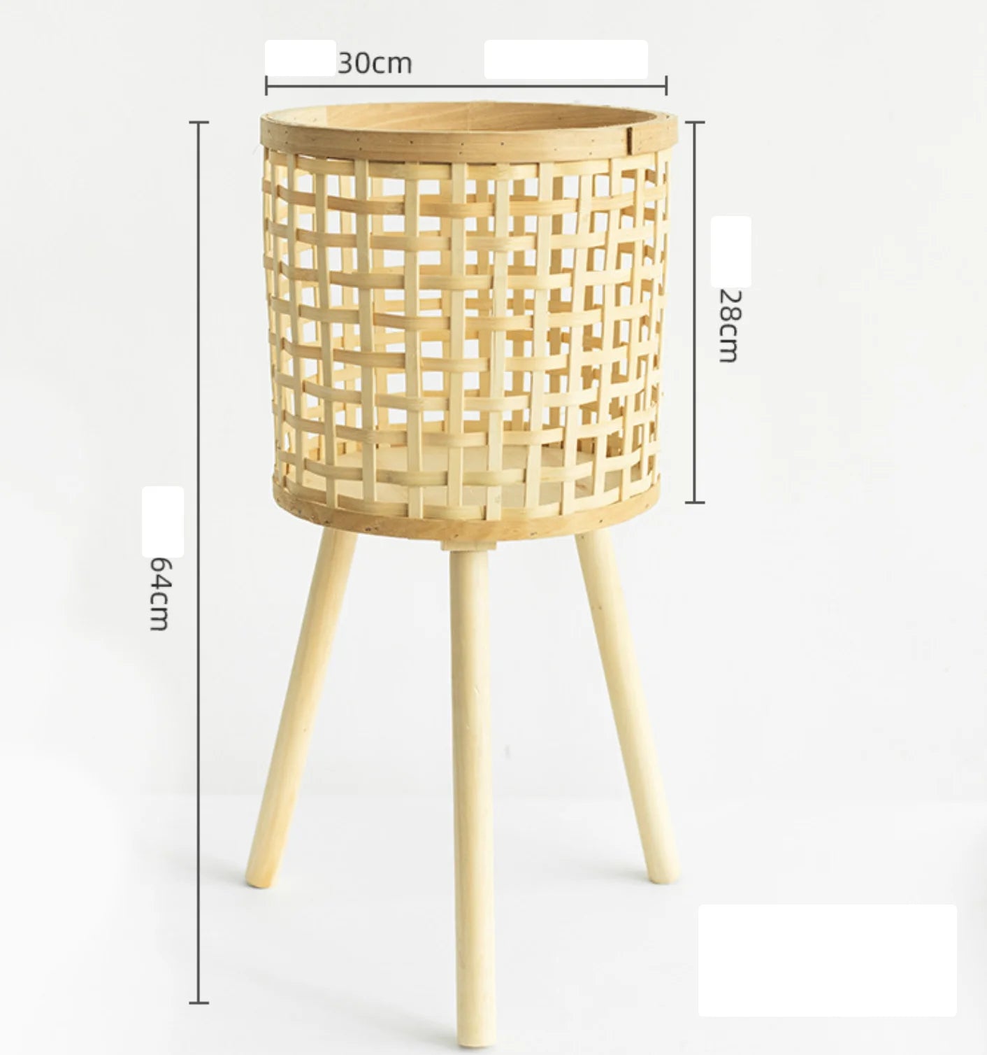RTS Bamboo Woven Flower Pot Wood Plant Stand Wicker Rattan Plant Basket for Home Decor Balcony Living Room Functional Floor Vase