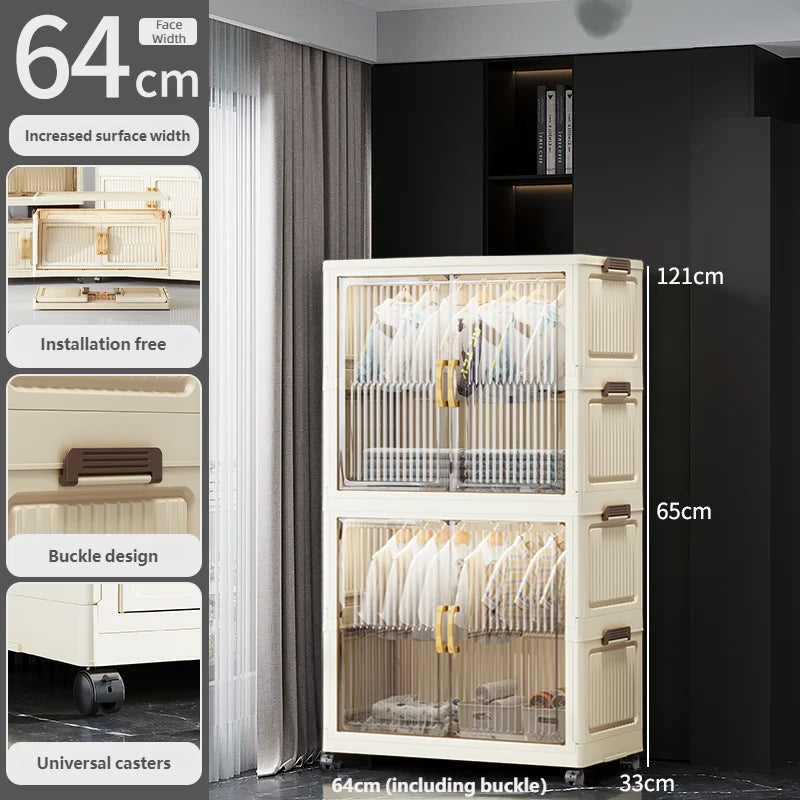 55-85CM Multifunctional Wardrobe Thickened And Movable Cabinet Suitable For Organizing In Children'S And Babies' Bedrooms