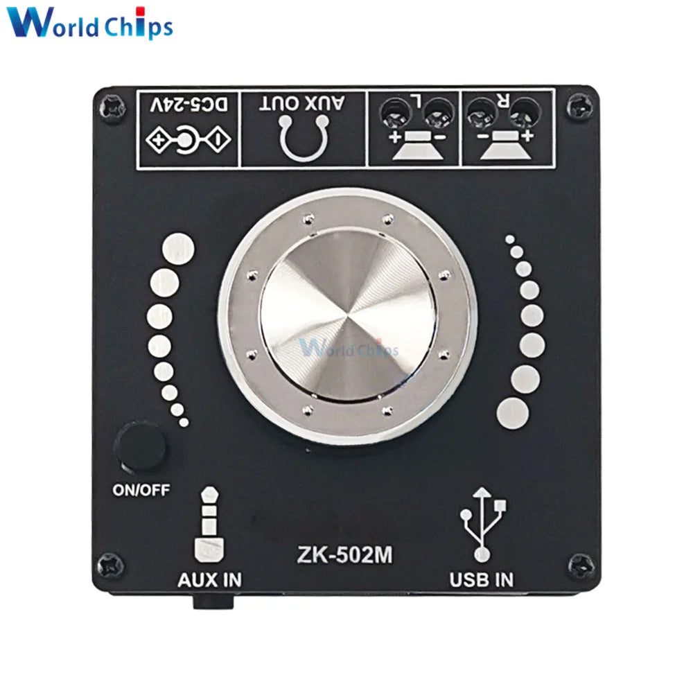 MINI ZK-502M Bluetooth Amplifier Board 50W+50W Stereo Audio AMP AUX USB Volume Control For Home Theater Speakers