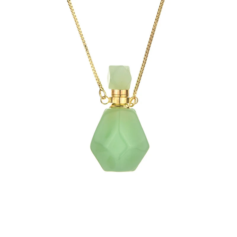 Wholesale Crystal Perfume Bottle Pendant Necklace Aromatherapy Essential Oil Natural Stone Perfume Bottle Pendant Necklace