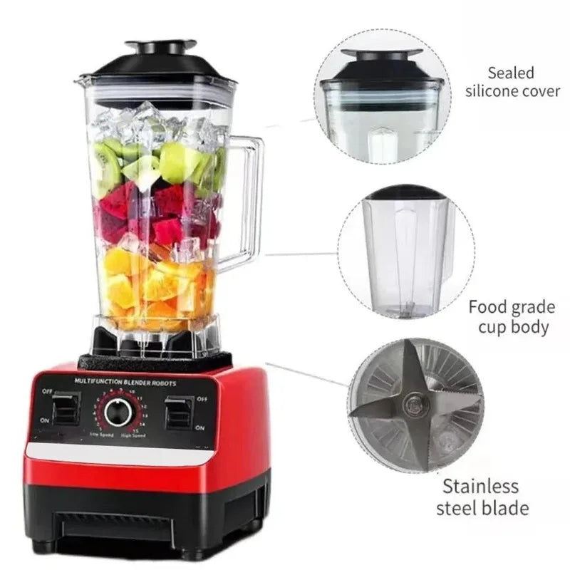 Electric Blender 4500W High Power Heavy Duty Commercial Blender Food Processor Ice Smoothies Kitchen Stationary Mixer