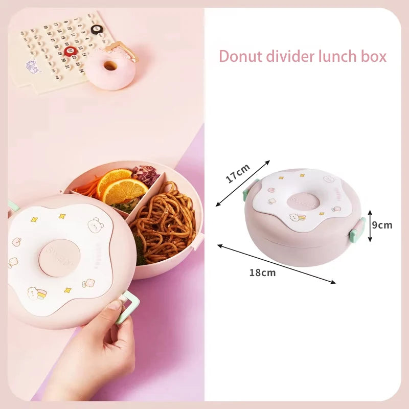 Hot Sale Cute Donut Insulated Lunch Box Microwave-Friendly Fruit Storage for Travel Camping Student Office Outdoor Picnic