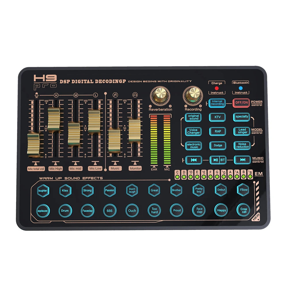 Professional Sound Card Bluetooth Podcast Equipment StudioWith Effect for Podcasting Broadcast Recording Streaming Gaming