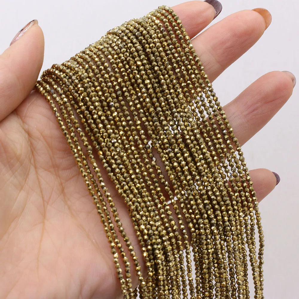 Natural Semi-Precious Stone Crystal Quartz Loose Beads Plating Color 2mm for Jewelry Making DIY Bracelet Necklace Lenght 38cm