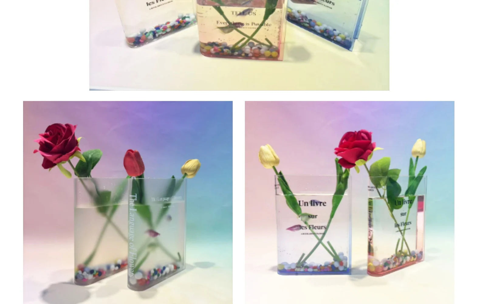 High Quality High-Transparency Acrylic Book Vase Modern Square Design with Transparent Glaze Factory Direct Sale